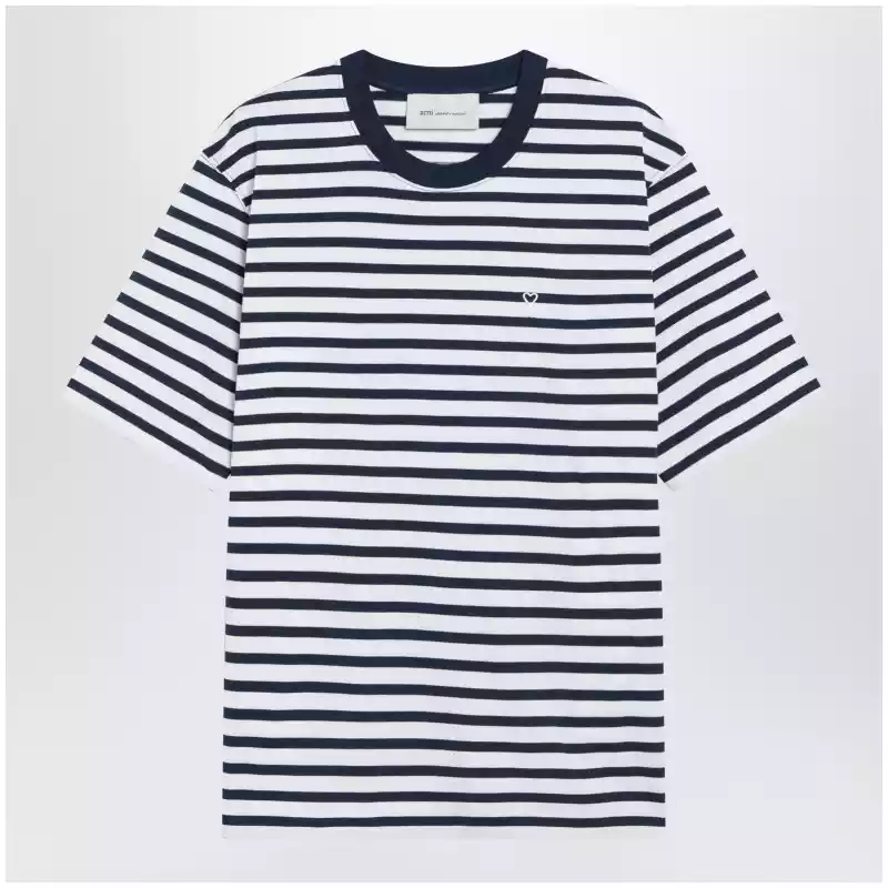 Blue/white striped Ami de Coeur T-shirt by Ami Paris