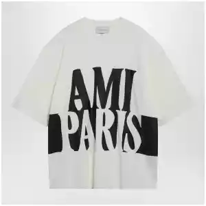 Ami Paris Cream white T-shirt with logo print