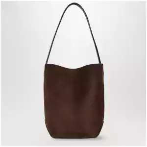 The Row Small Park Tote Edge suede leather tote in brown