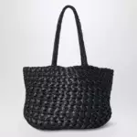 The Row Estelle Two bag in black woven raffia