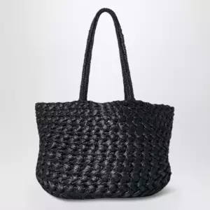 The Row Estelle Two bag in black woven raffia