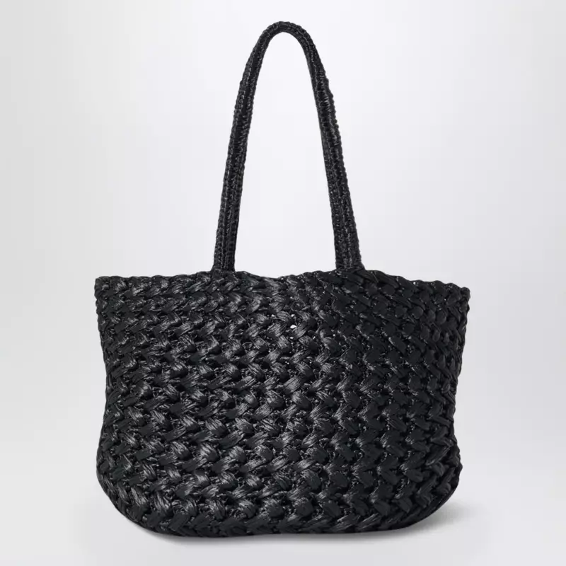 The Row Estelle Two bag in black woven raffia