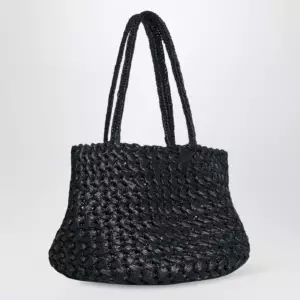 The Row Estelle Two bag in black woven raffia