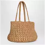 The Row Estelle Two tote bag in woven raffia in Tea color