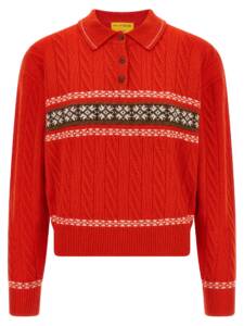Guest In Residence Cable Collegiate Polo Sweater