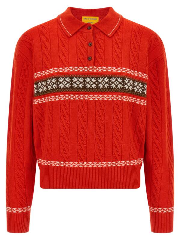 Guest In Residence Cable Collegiate Polo Sweater