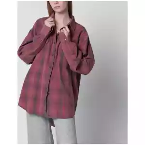 Our Legacy Dime oversized plaid cotton flannel shirt in red