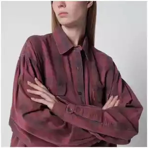 Our Legacy Dime oversized plaid cotton flannel shirt in red