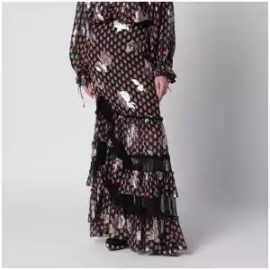 ETRO Long skirt in silk blend with fil coupé