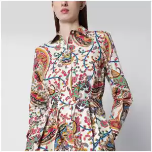 ETRO Midi cotton dress with paisley print