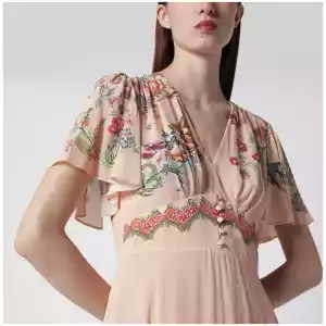 ETRO Long blush pink dress with floral print