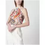 ETRO Bandana top in silk twill with floral Paisley motif