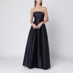 Alberta Ferretti Blue evening dress in silk-blend mikado