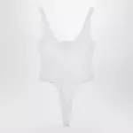 Versace White high-cut bodysuit with embroidered logo