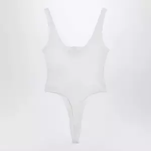 Versace White high-cut bodysuit with embroidered logo