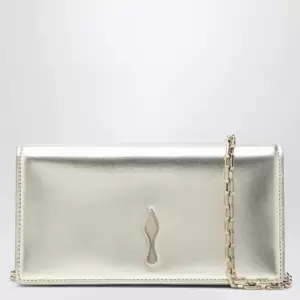 Christian Louboutin Platinum-coloured leather clutch bag with chain