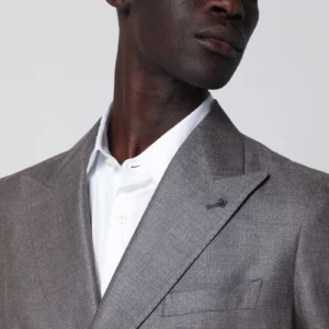 Tagliatore Grey silk and wool double-breasted jacket