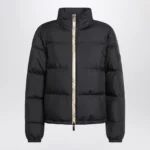 Burberry Black zip-up puffer jacket with Check detail