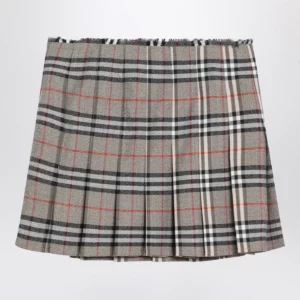Burberry Grey wool kilt skirt with Check pattern