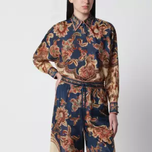 ZIMMERMANN Aster Relaxed navy Jacobean shirt