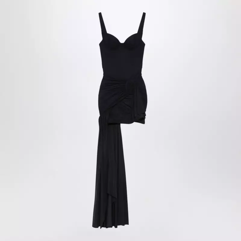 Balenciaga Black draped mini dress in jersey