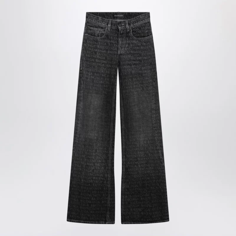 Balenciaga Black washed jeans with jacquard logos