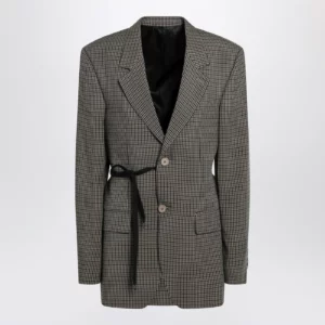 Balenciaga Vichy-pattern jacket with side lace detail