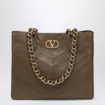 Valentino Garavani Laseine shopping bag in tundra green