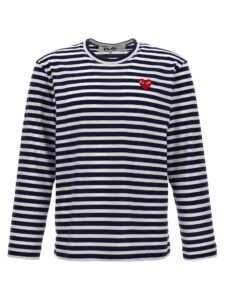 Comme Des Garçons Play Logo Patch Stripes T-shirt