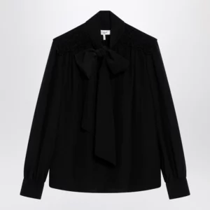 Chloé Black silk blouse with lavallière
