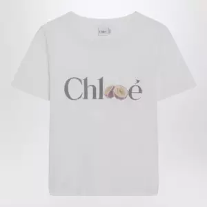 Chloé White T-shirt with logo print