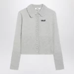 Chloé Light grey wool cardigan with logo