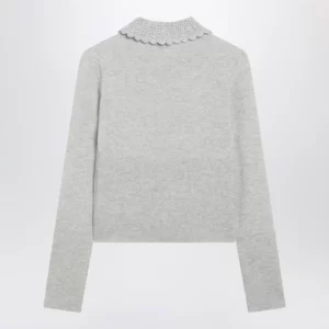 Chloé Light grey wool cardigan with logo