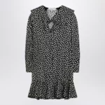 Chloé Black silk jacquard mini dress with polka dot print