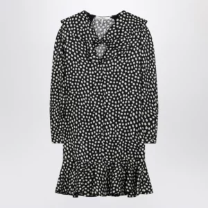 Chloé Black silk jacquard mini dress with polka dot print