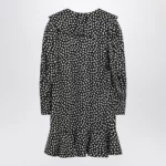 Chloé Black silk jacquard mini dress with polka dot print