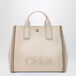 Chloé Carry tote bag in pink beige striped canvas