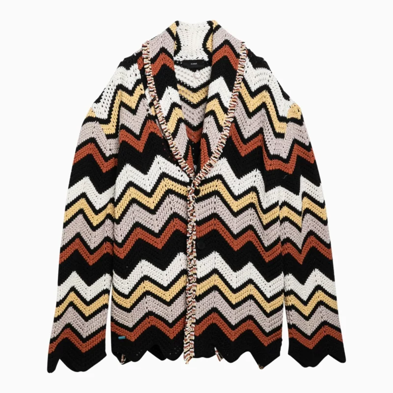 Alanui Cardigan in crochet zig zag multicolore