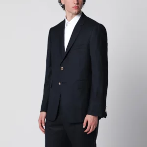 Thom Browne Single-breasted navy blue wool jacket