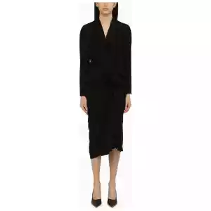 Dries Van Noten Black wool-blend dress with drape