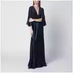 Alberta Ferretti Long semi-transparent blue dress in viscose