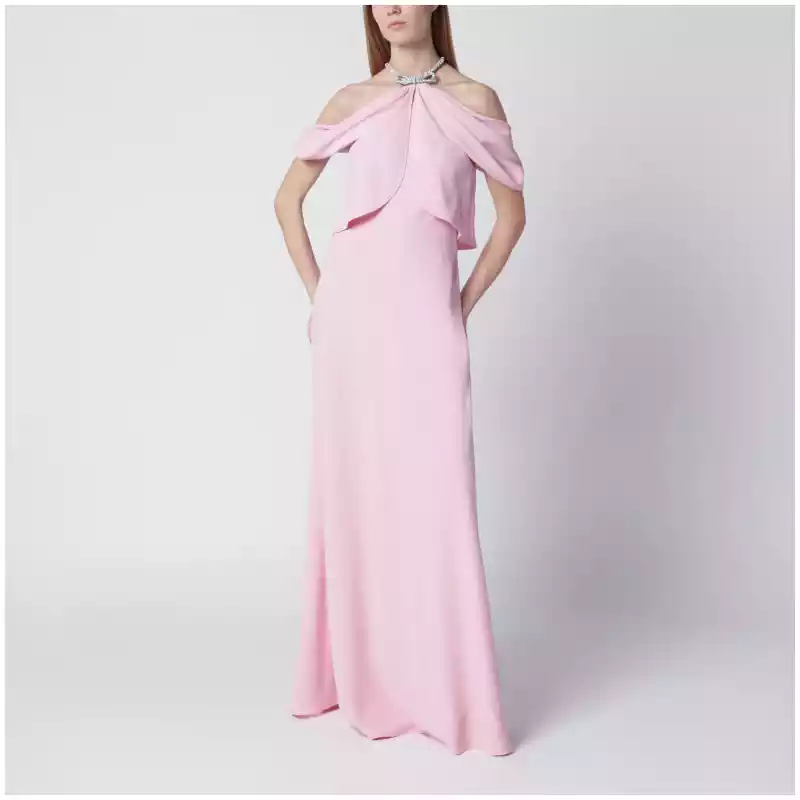 Alberta Ferretti Long pink off-shoulder dress