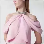 Alberta Ferretti Long pink off-shoulder dress