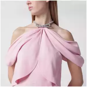 Alberta Ferretti Long pink off-shoulder dress