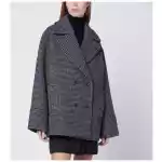 Calvin Klein Grey double-breasted houndstooth coat