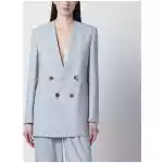 Alberta Ferretti Light blue double-breasted tweed jacket