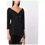 Alberta Ferretti Black wool V-neck jacket