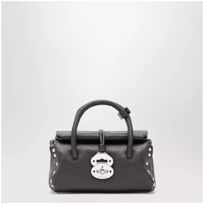 Zanellato Dotta Baby black grained leather bag
