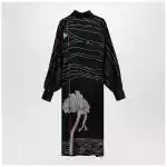 Ferragamo Black silk satin midi dress