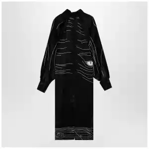 Ferragamo Black silk satin midi dress
